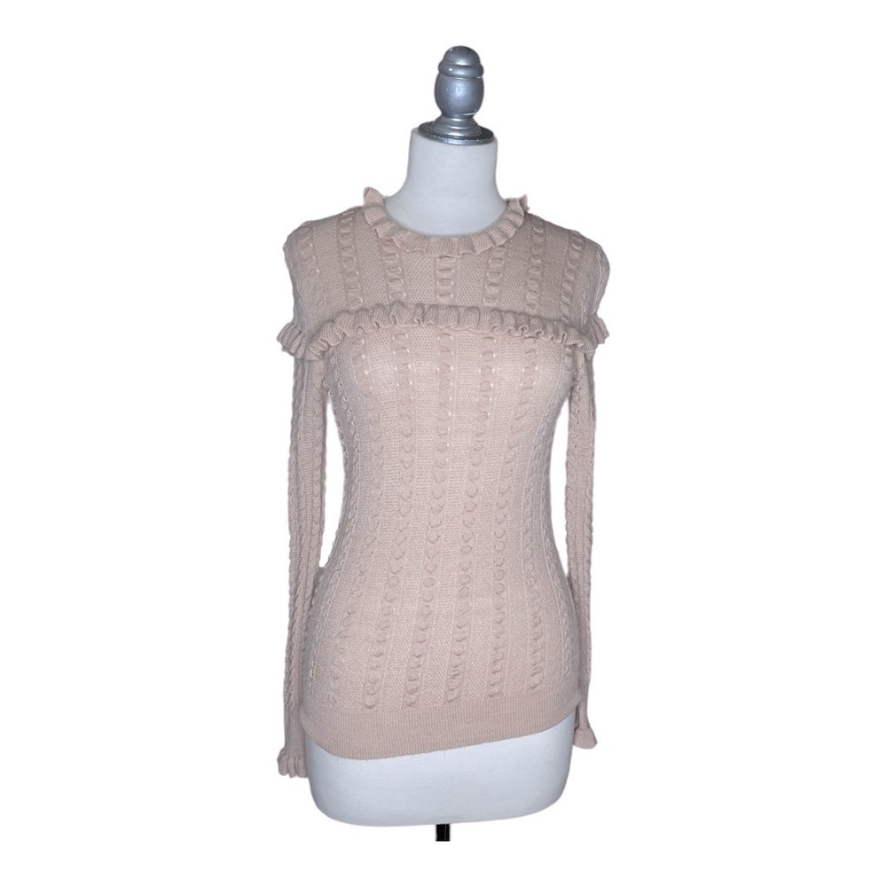 Slate & Willow Stretchy Pink Soft Blush Ruffle Texture Sweater S - Picture 2 of 9